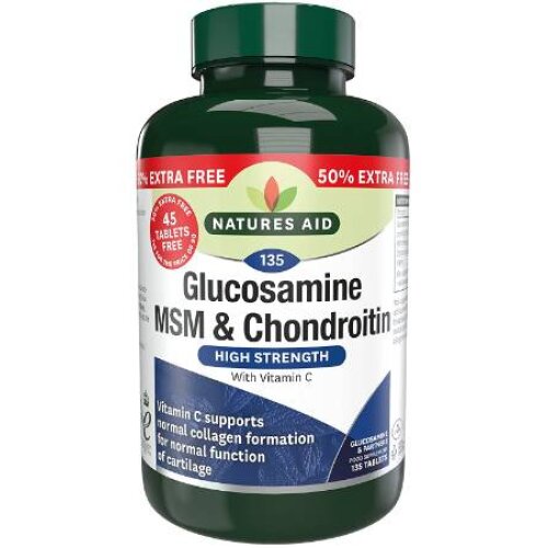 Natures Aid Glucosamine, MSM and Chondroitin 90 Tablets+45 free!
