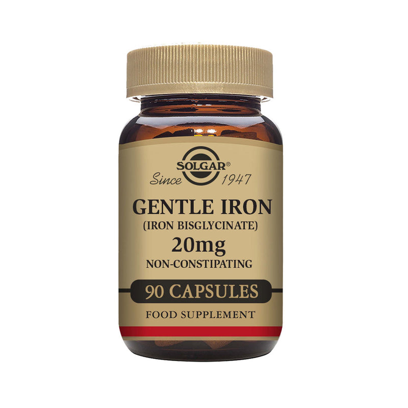 Solgar® Gentle Iron (Iron Bisglycinate) 20 mg Vegetable Capsules - Pack of 90