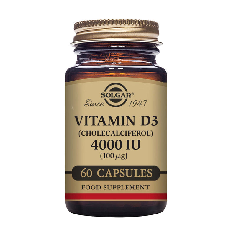 Solgar Vitamin D3 (Cholecalciferol) 4000 IU (100 µg) Vegetable Capsules - Pack of 60