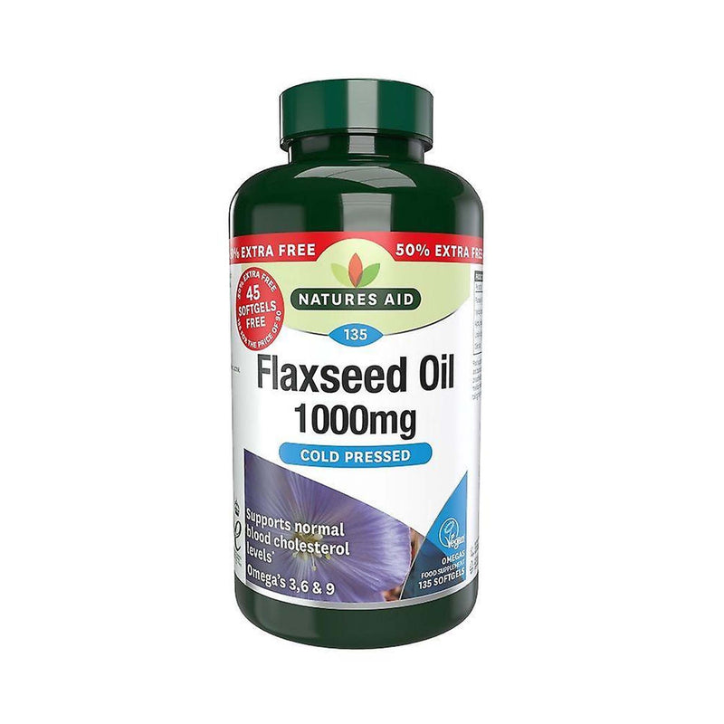 Natures Aid Flaxseed Oil 1000mg (Omega 3, 6 + 9) 135 Capsules - SPECIAL OFFER!