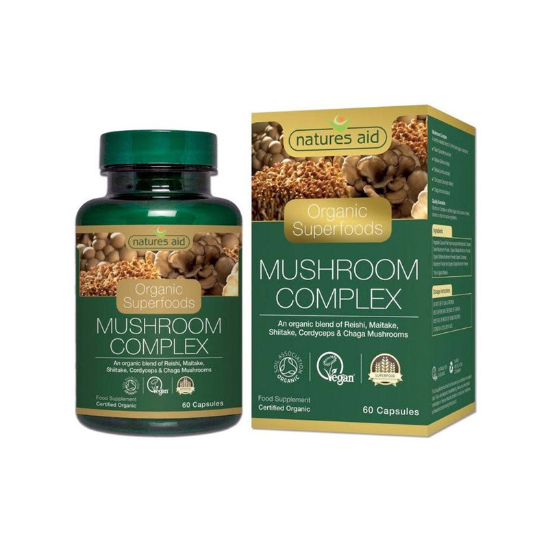 Natures Aid Organic Mushroom Complex 60 Vegetable Capsules