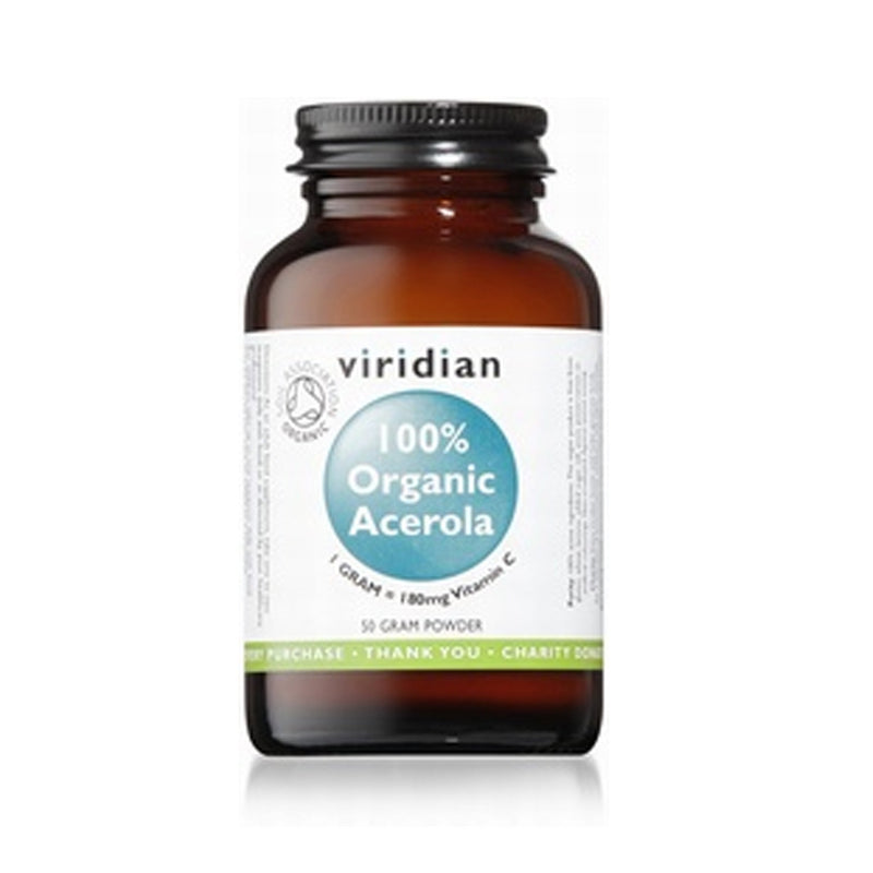 Viridian 100% Organic Acerola-Vitamin C Powder 50g