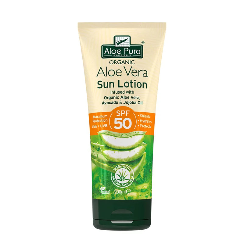 Aloe Pura Aloe Vera Sun Lotion SPF50 - 200ml- FREE ALOE VERA GEL WITH EVERY SUNSCREEN-While Stocks Last!!