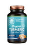 Bottle of Organic Turmeric capsules by The Good Guru on a white background