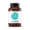 Bottle of viridian folic acid 90 capsules with a white background