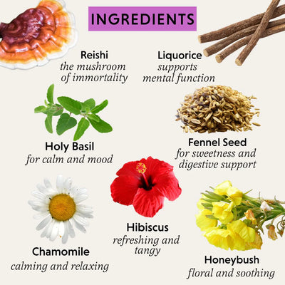 Herbal ingredients with labels on a white background