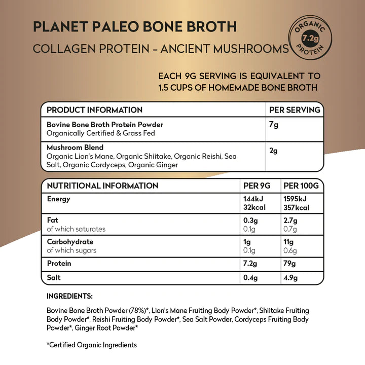 Planet Paleo Organic Bone Broth- Ancient Mushrooms