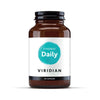 A bottle of Viridian Synerbio Daily supplements with 30 capsules, emphasizing gut health and immunity.