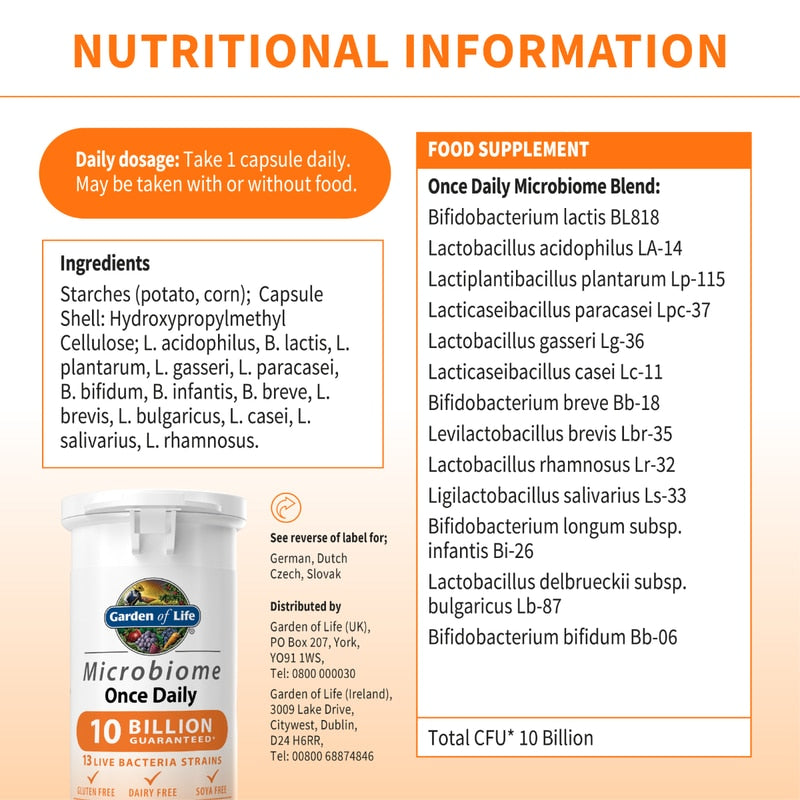 Garden of Life Microbiome Probiotics Once Daily- 30 capsules