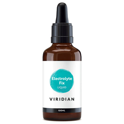 Bottle of Viridian Electrolyte Fix Liquid on a white background