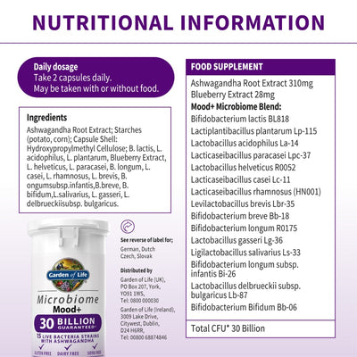 Garden of Life Microbiome Probiotics Mood+ 60 capsules