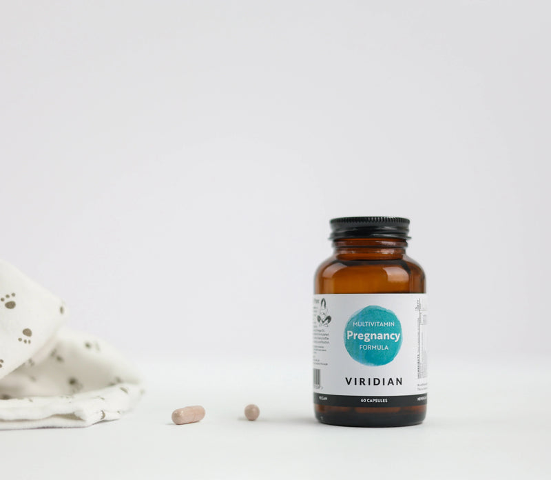 Viridian Pregnancy Formula supplement bottle on a white background