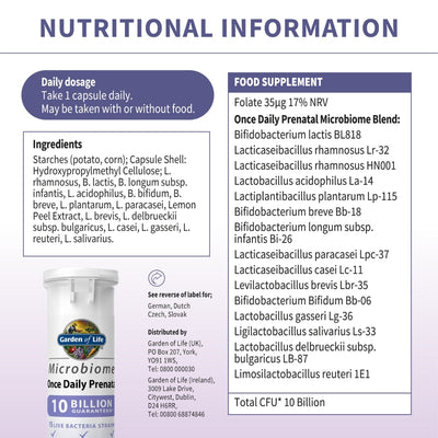 Garden of Life Microbiome Probiotics Once Daily Prenatal