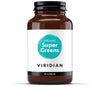 Brown supplement bottle labeled 'Organic Super Greens' by Viridian on a white background