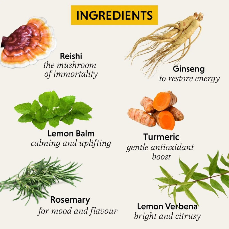 List of ingredients with images and descriptions on a white background