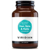 Brown supplement bottle labeled 'Ultimate Beauty Hair, Skin & Nails Complex' by Viridian on a white background