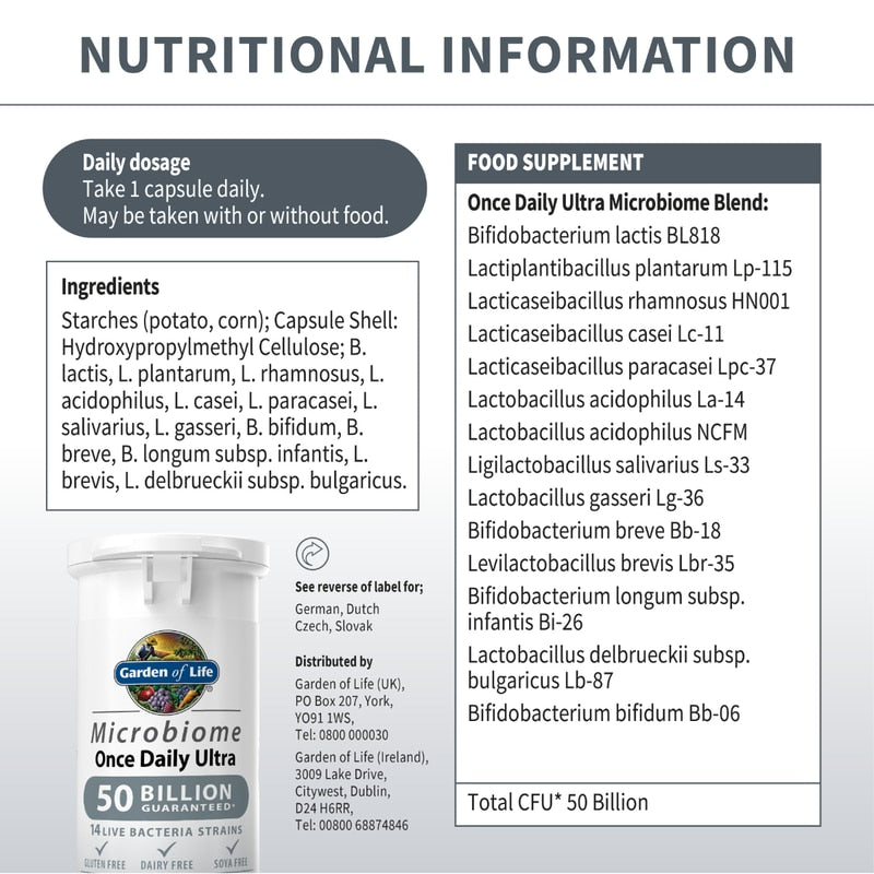 Garden of Life Microbiome Probiotics Once Daily Ultra- 30 vegan capsules