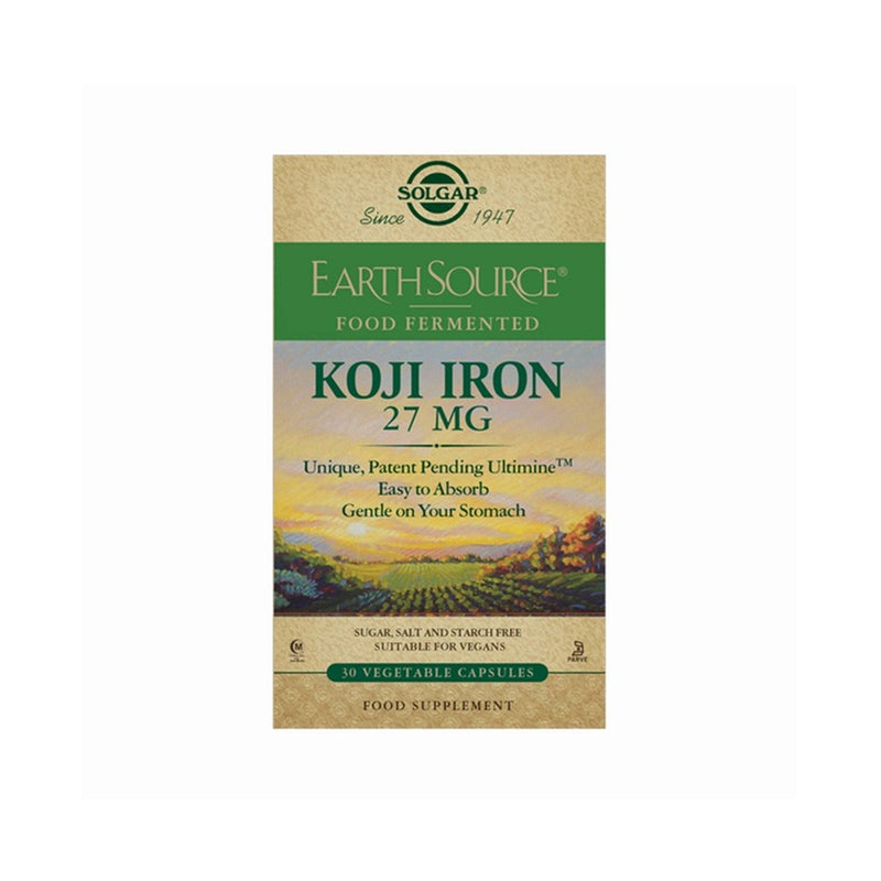 Solgar Earth Source Food Fermented Koji Iron 27 mg 30 Vegetable Capsules