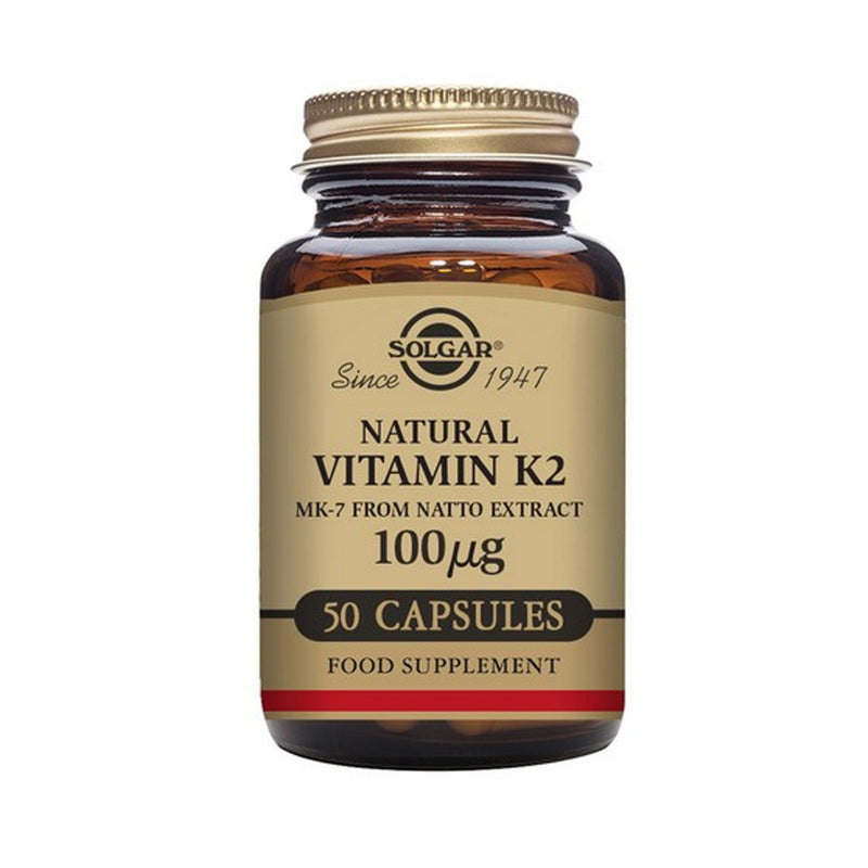 Solgar Natural Vitamin K2 (MK-7) 100 µg Vegetable Capsules - Pack of 50